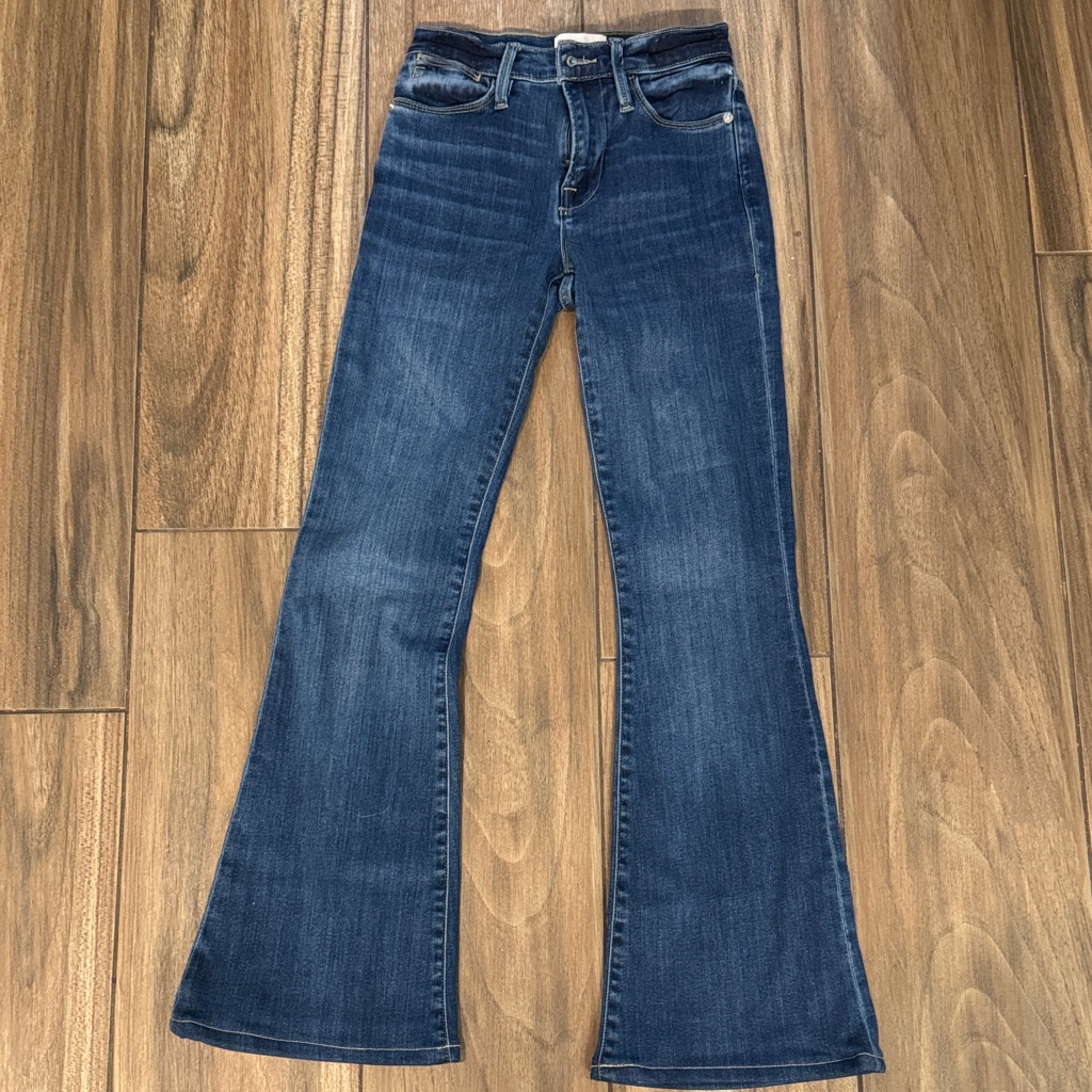 Frame Denim Dark Blue High Flare Jeans